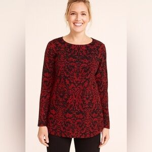 J.Jill Black & Red Rhinestone Sweater Size Large